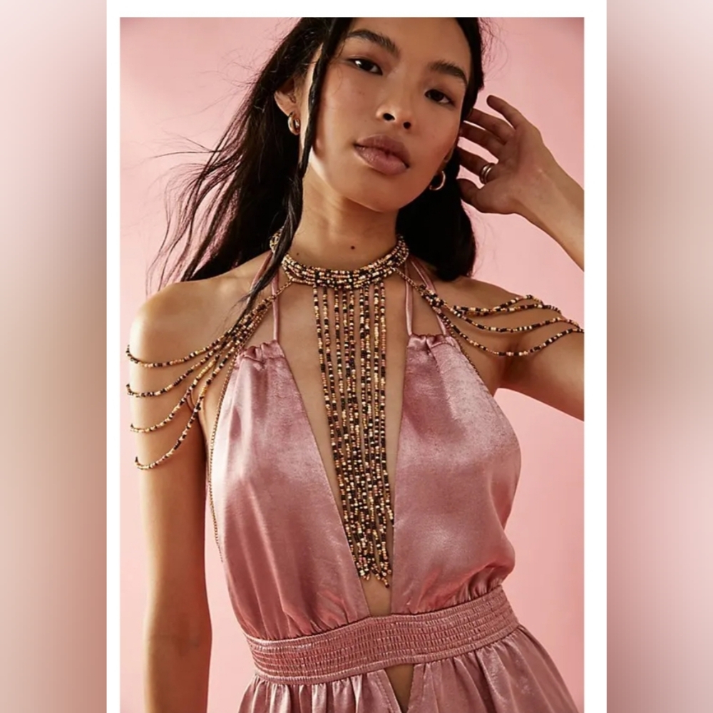 FREE PEOPLE Baez Body Chain By - Caramel Multi - Picture 1 of 7